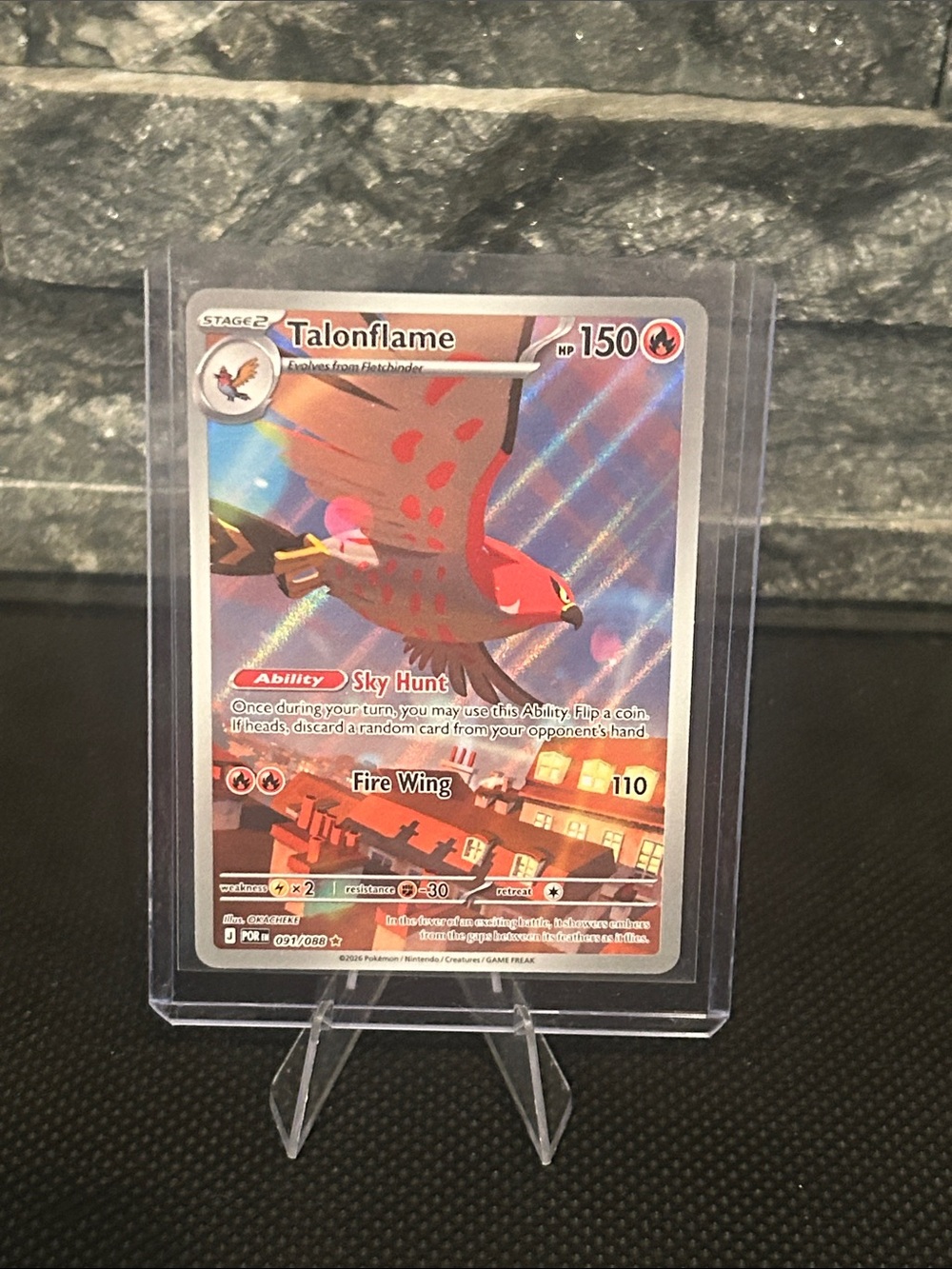 Pokemon Talonflame 091/088 Illustration Rare Holo from Perfect Order Set M/NM
